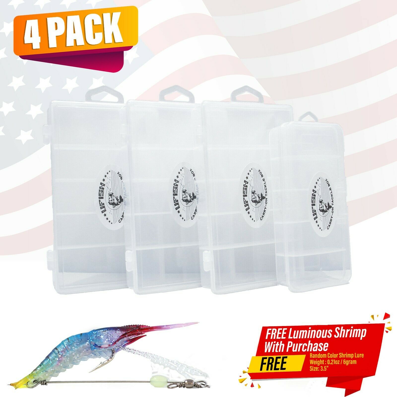 UFISH Clear Plastic Tackle Box - Fishing Storage box - Crankbait Tackl
