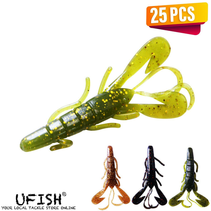 UFISH - 25pc Soft Lobster Fishing Lure Lot, Swimbait Jigging, Minnow J
