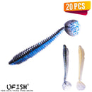UFISH - 20pc Paddle Tail Swimbaits Lot, Jigging Swimbait, Bass Fishing Jerkbait