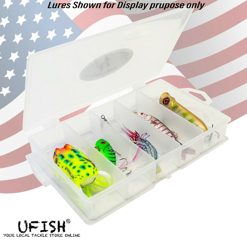 UFISH Clear Plastic Tackle Box - Fishing Storage box - Crankbait Tackle box set