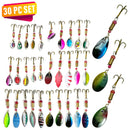 UFISH - 30pc Set Trout Spoon Metal Fishing Lures Spinner Baits Bass Tackle