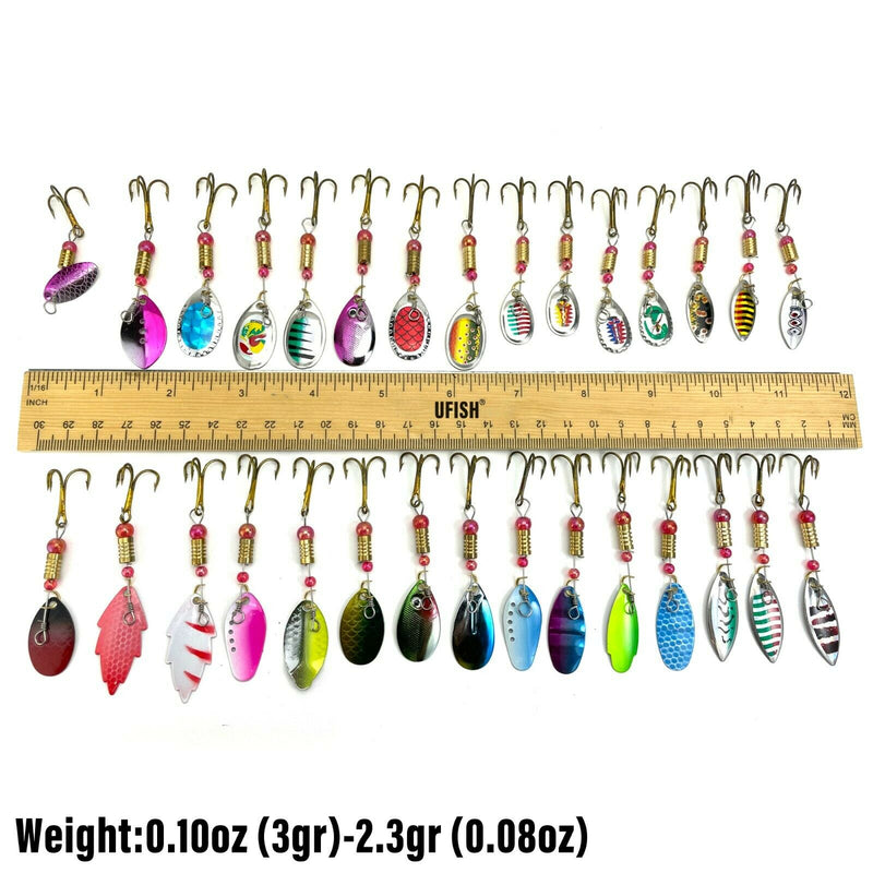 UFISH - Trout fishing spinner baits, spoon baits lot , bass salmon trout lures