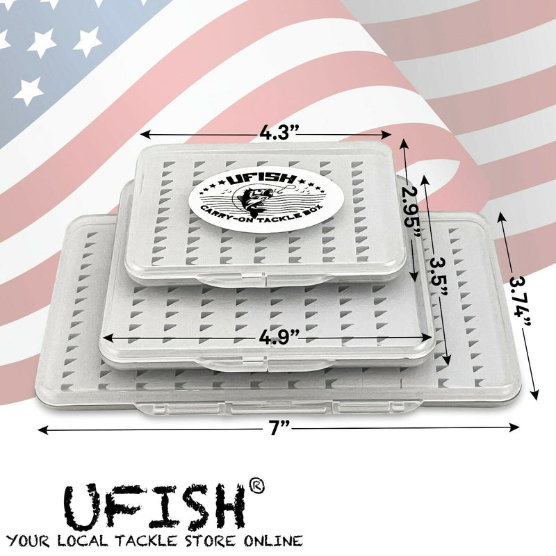 UFISH - Set of 3 Slim Fly Box Fishing Flies Box Organizer, Clear