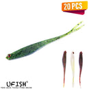 UFISH - 20pc Split Tail Fishing Lure , Jigging Swimbait, Bass Fishing Jerkbait