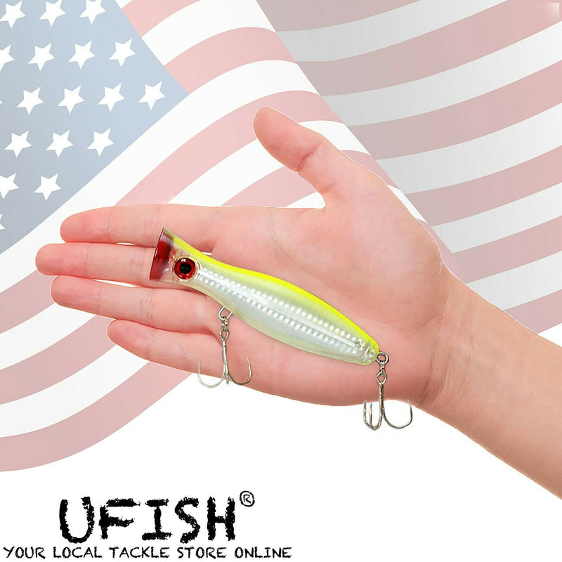 UFISH - 5 Saltwater Popper Fishing Lure, Topwater Popper Lures