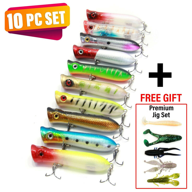 UFISH - Top water Popper Lure Lot , Whopper fishing lure, Bass Bait