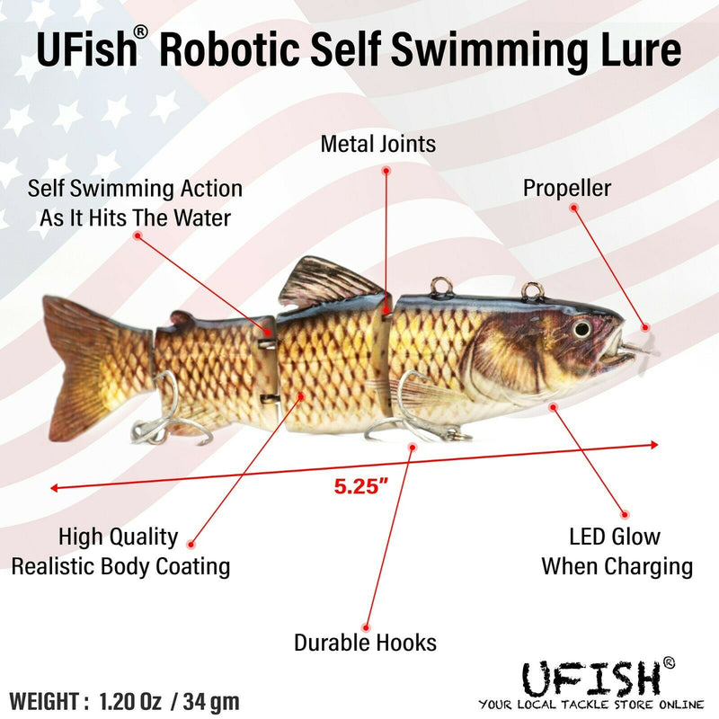 UFISH Electric Live Bait Robotic Fishing Lure 5.25