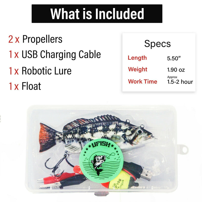 Ufish 3.5 inch Robotic Fishing Lure Swimming Wobbler Bass Bait White Bass