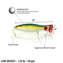 UFISH - 5"  Saltwater Popper Fishing Lure, Topwater Popper Lures