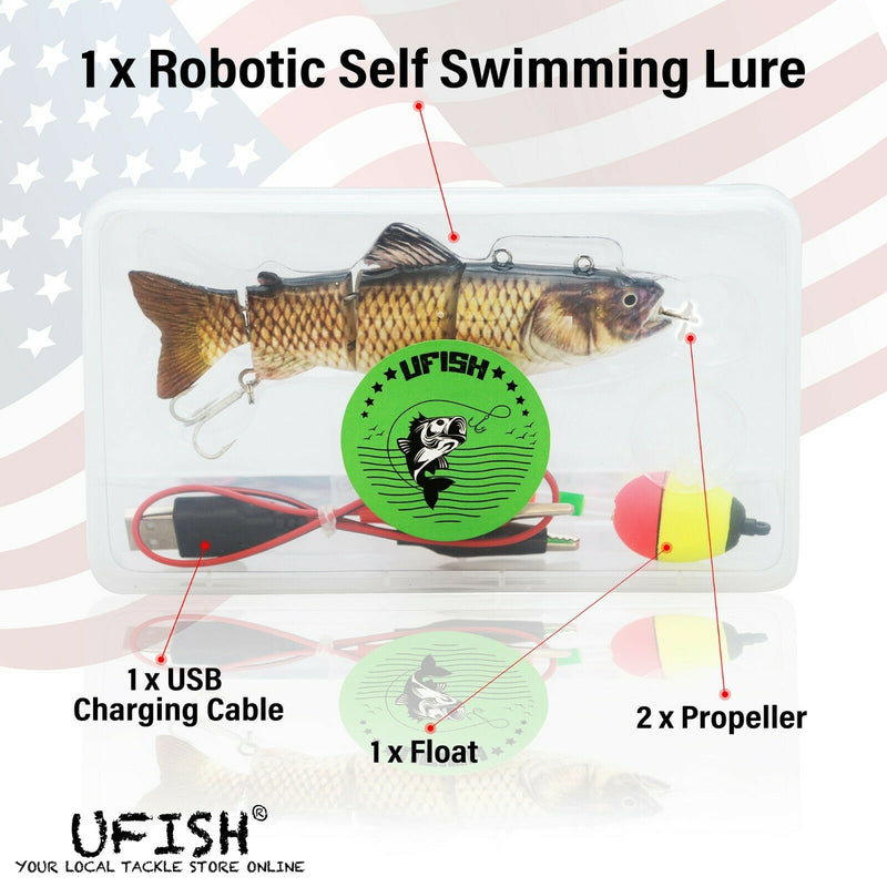 fish lure moves under own power UFISH Electric Live Bait Robotic Fishing Lure 5.25"
