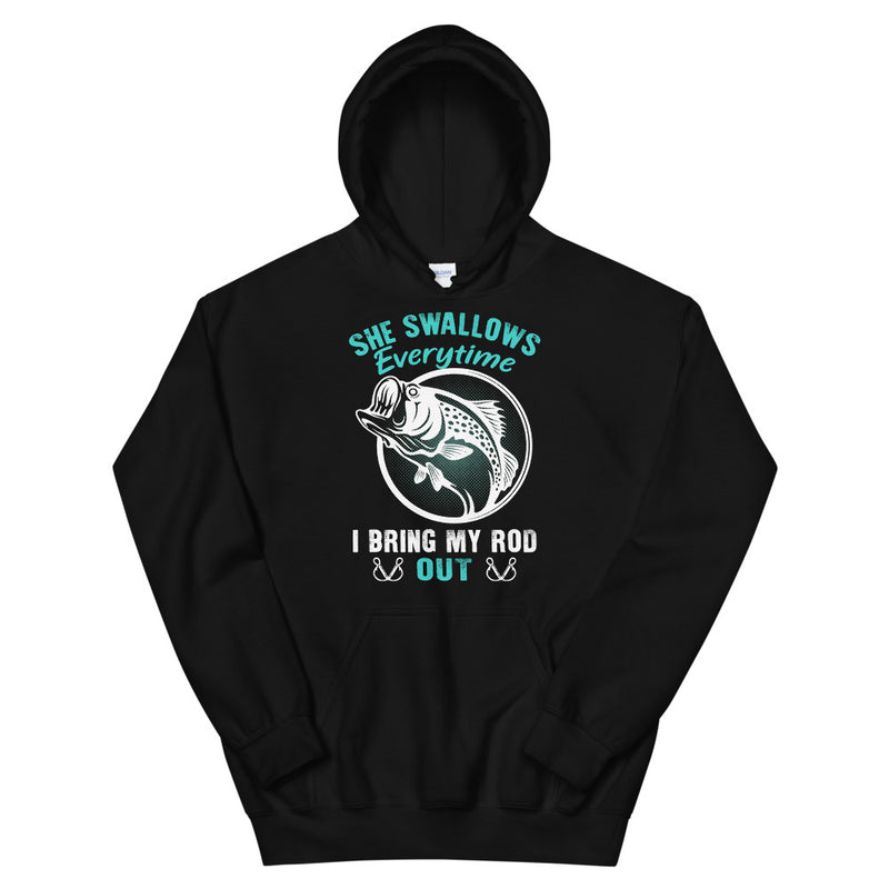 She Swallows Everytime I Bring my Rod Out Fishing Graphic Hoodie