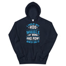 I Hold my Rod Wiggle my Worm and Pow! she's on it Funny Fishing Hoodie for man
