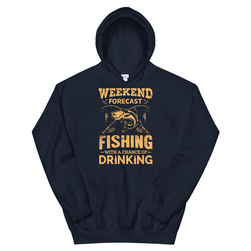 Weekend Forecast Fishing with a Change of Drinking Funny Fishing  Hoodie