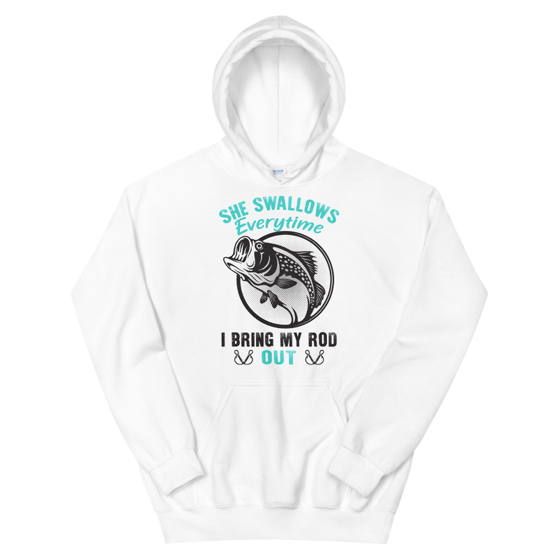 She Swallows Everytime I Bring my Rod Out Fishing Graphic Hoodie
